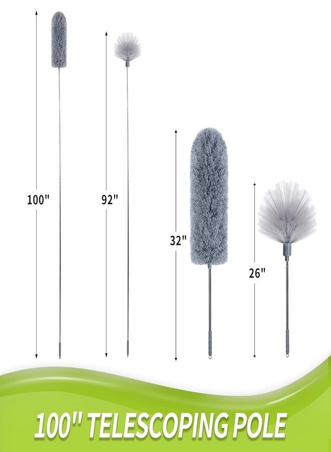 NVF Extendable Duster with 100" Telescopic Pole - Microfiber & Cobweb Ceiling Fan Duster with Bendable Head - Long Handle Dusting Brush for High Ceiling, Fans, Corners, Walls & Furniture Cleaning - Image 2